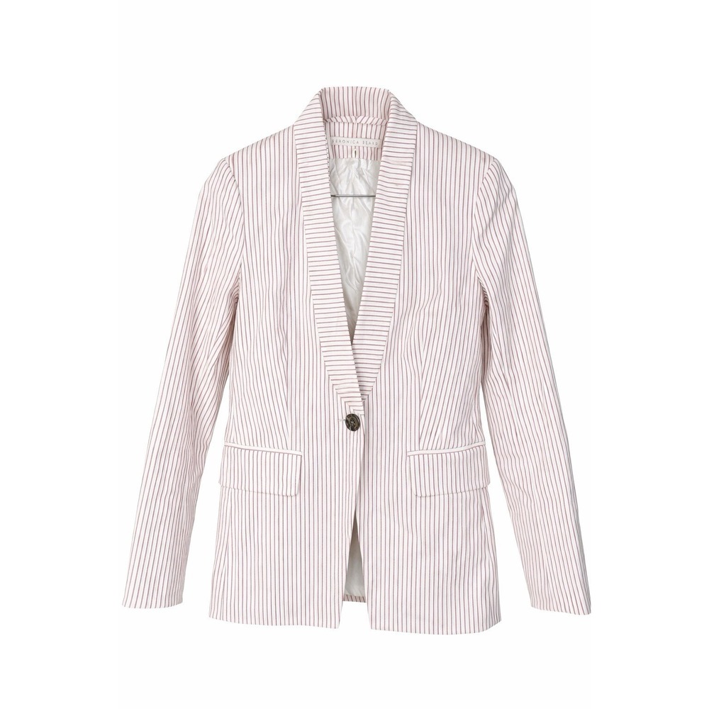 Veronica Beard Red White Pinstripe Blazer Size S Fitted Tailored Preppy Academia